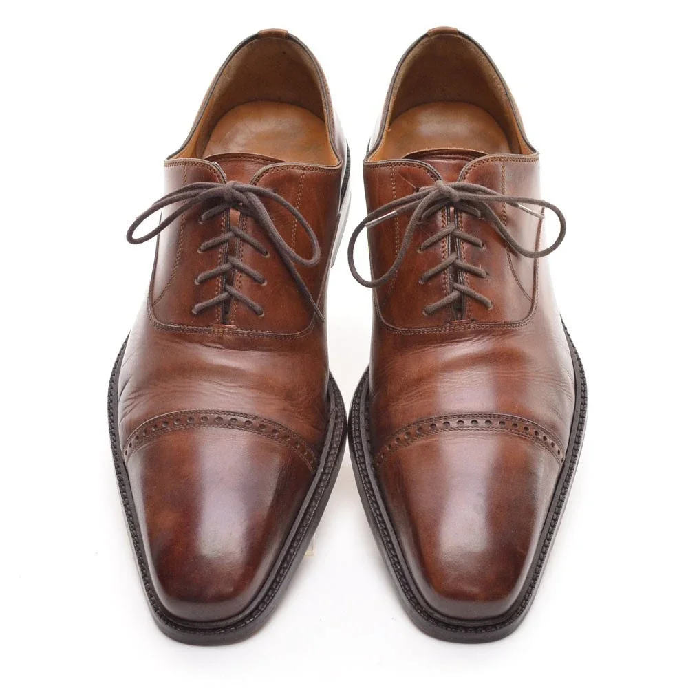 Men Magnanni Jaxton Burnished Brown Cap Toe Oxfords 41